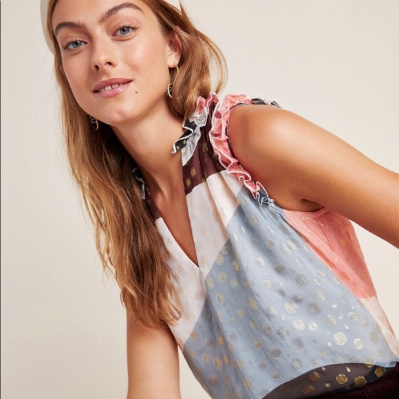 Sleeveless multicolored blush silk - Picture 7 of 8